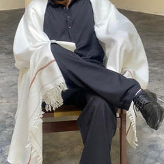 Kamaal Khan Swati Dhussa Shawl - White
