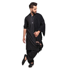 Kamaal Khan Velvet Soft Dhussa Shawl For Men - Black