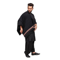 Kamaal Khan Velvet Soft Dhussa Shawl For Men - Black