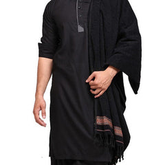 Kamaal Khan Velvet Soft Dhussa Shawl For Men - Black