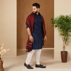 Kamaal Khan Peshawari Dhussa Shawl (Medium) - Oak Brown