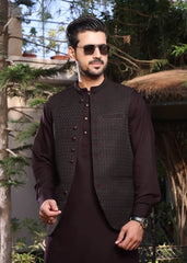 (3 Piece) - Dark Brown Suit with Matching Waistcoat