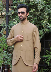 (3 Piece) - Sand Brown Suit with Matching Waistcoat
