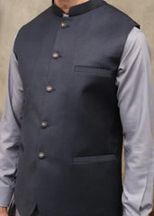 MEN'S CHARCOAL GRAY TROPICAL WAISTCOAT - Maqsood Garments