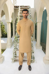 Camel Kurta Trouser/Shalwar - Men