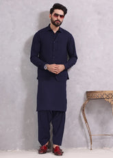 (3 Piece) Blue Suit with Matching Waistcoat