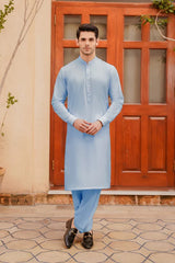 Sky Blue Men Shalwar Kameez - Divinely Crafted