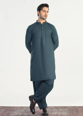 Muraqsh Sea Green Blended Suiting Kameez Shalwar - Men