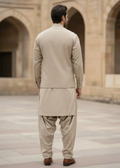 (3 Piece) - Beige Suit with Matching Waistcoat