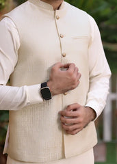 (3 Piece) - Off White Suit with Matching Waistcoat