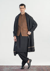 Muraqsh Black Kashmiri Wool Shawl - Men