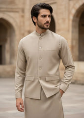 (3 Piece) - Beige Suit with Matching Waistcoat