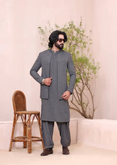 (3 Piece) - Grey Ash Mirage Suit with Matching Waistcoat