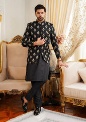 Black & Golden Prince Coat - Azlan Shahzad