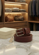 Classic Reddish Brown Textured Leather Belt