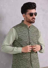 (3 Piece) - Green Festive wear Suit with Matching Waistcoat