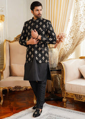 Black & Golden Prince Coat - Azlan Shahzad