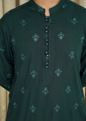 Maqsood Garments MEN'S GREEN EMBROIDRAD CHICKEN KURTA