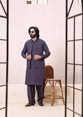 (3 Piece) - Shadow Crest Grey Suit with Matching Waistcoat