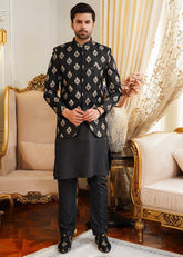 Black & Golden Prince Coat - Azlan Shahzad