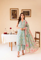 Faiza Faisal | FNF Printed Lawn | MINT DAISY