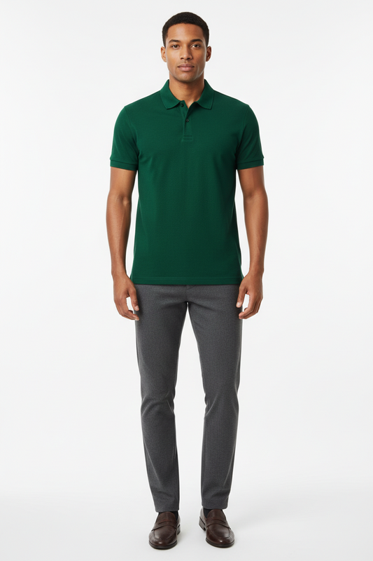 Zayan Men’s Premium Dark Green Polo Shirt – Slim Fit Export Quality Cotton