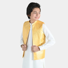 Boys Poly Viscose Waistcoat (Essential)-Yellow | Zayan Clothing UK