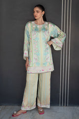 Fatima Khan | Layan Printed Eid Edit | Breezy Mint - Coord Set