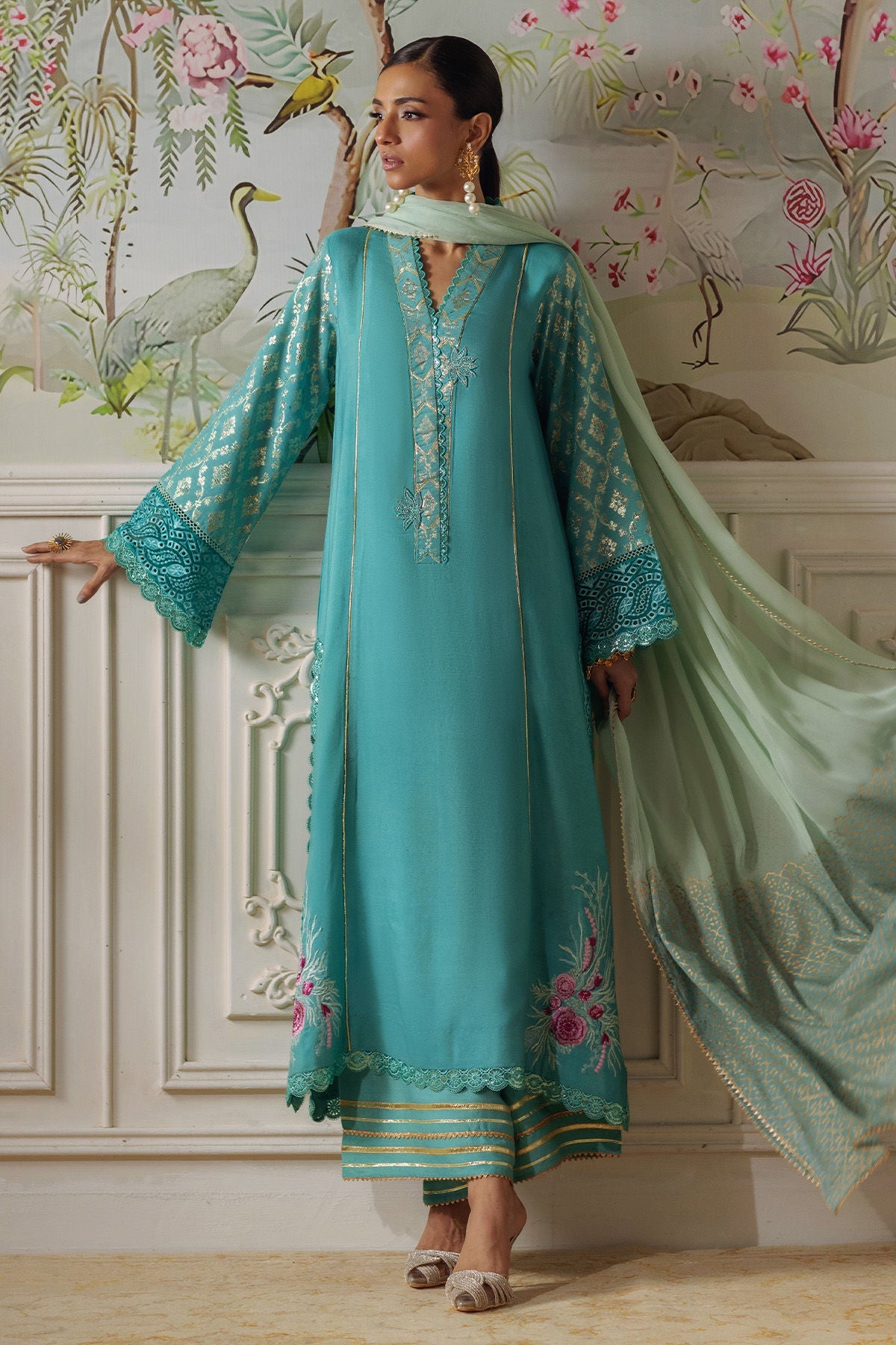 Annus Abrar | Elemental Festive | Reshaal (Shirt, Pants and Dupatta)