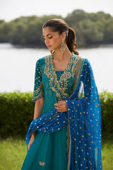 Farah Talib Aziz | Mayna Festive Luxe Pret | Empress Emerald Kalidaar And Dupatta
