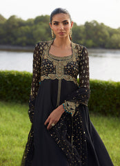 Farah Talib Aziz | Mayna Festive Luxe Pret | Mehzar Black Kalidaar And Dupatta