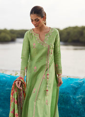 Farah Talib Aziz | Mayna Festive Luxe Pret | Elysian Sage Shirt And Dupatta