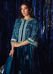 Farah Talib Aziz | Velvet Fete 4 | Teen Teal Shirt And Dupatta