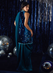 Farah Talib Aziz | Velvet Fete 4 | Pri Prussian Blue Saari Jacket
