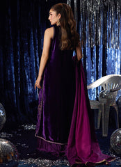 Farah Talib Aziz | Velvet Fete 4 | Amima Aubergine Shirt And Dupatta