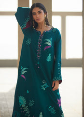 Farah Talib Aziz | Laani The Kaftan Edit | Azurea Teal Silk