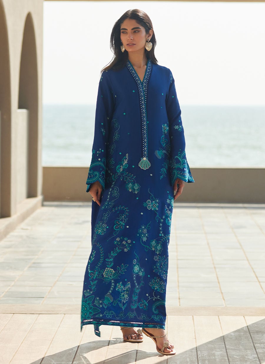 Farah Talib Aziz | Laani The Kaftan Edit | liri Ink Blue