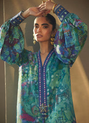 Farah Talib Aziz | Laani The Kaftan Edit | Tulum Blue Crepe
