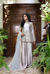 Wahaj M Khan | Nur Festive | Wine Gold Tissue Pallazo