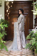 Wahaj M Khan | Nur Festive | Wine Gold Tissue Pallazo