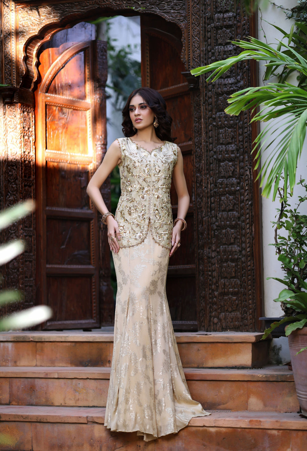 Wahaj M Khan | Nur Festive | Gold Mermaid Nur Lehnga