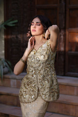 Wahaj M Khan | Nur Festive | Gold Mermaid Nur Lehnga
