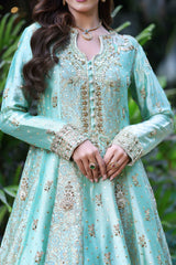 Wahaj M Khan | Nur Festive | Two-Toned Green Sheesha Block Nur Anarkali