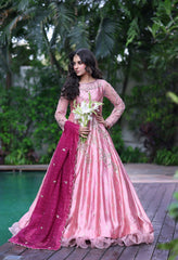 Wahaj M Khan | Nur Festive | Blush Pink & Magenta Choli Lehnga Nur Set