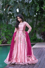 Wahaj M Khan | Nur Festive | Blush Pink & Magenta Choli Lehnga Nur Set