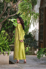 Wahaj M Khan | Nur Festive | Metallic Chartreuse & Deep Navy Nur Ensemble