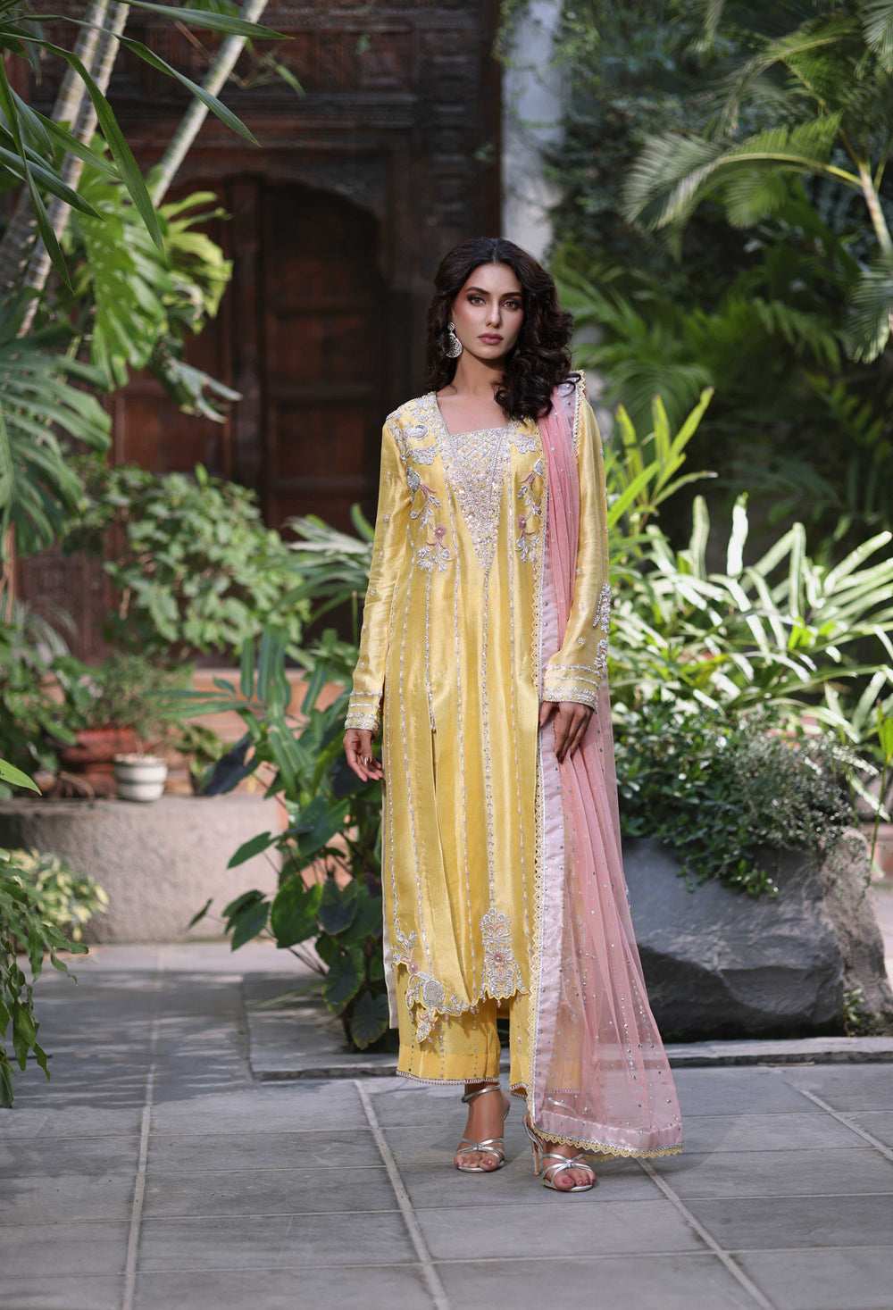 Wahaj M Khan | Nur Festive | Luminous Yellow with Blush Pink Ensemble