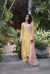 Wahaj M Khan | Nur Festive | Luminous Yellow with Blush Pink Ensemble