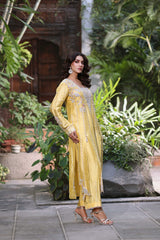 Wahaj M Khan | Nur Festive | Luminous Yellow with Blush Pink Ensemble