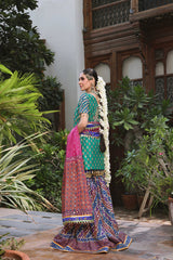 Wahaj M Khan | Nur Festive | Green Blue Gharara Nur Block Set